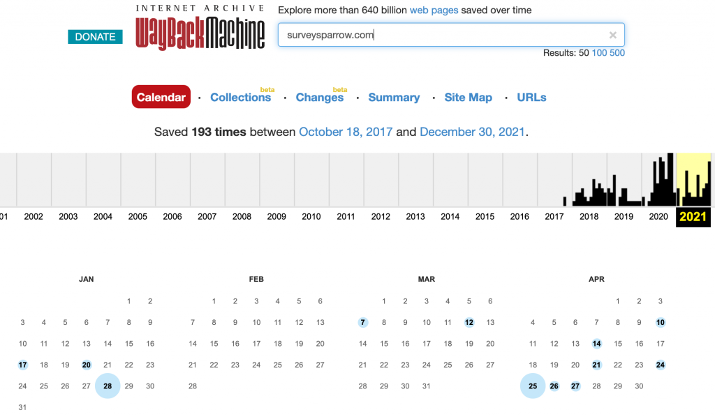 Desk research example: The wayback machine